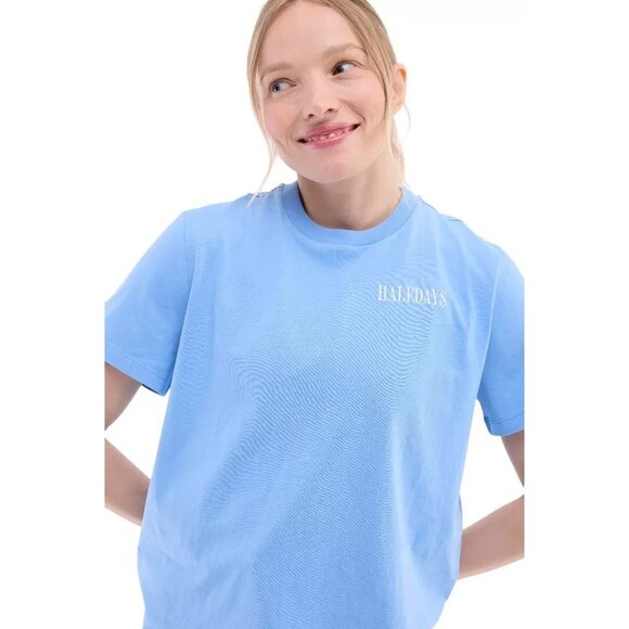 Halfdays Women's Short Sleeve T-Shirt Forget Me Not Blue Crew Neck Size XS - Picture 3 of 6